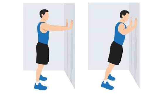 wall-supported scapular push-ups 